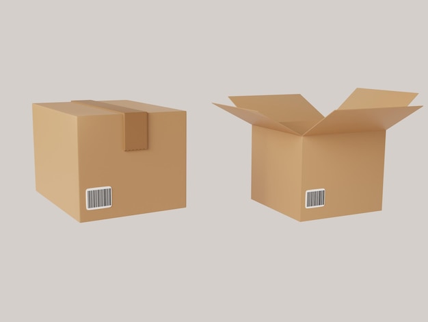 Ícone realista com caixa aberta de pacote em fundo branco para design de papel de pacote Conjunto de ícones de negócios