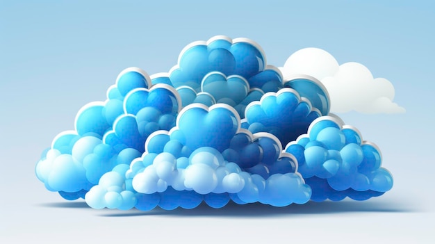 Foto icone servidor nuvem png gráfico simples cor azul e branco gerado ai