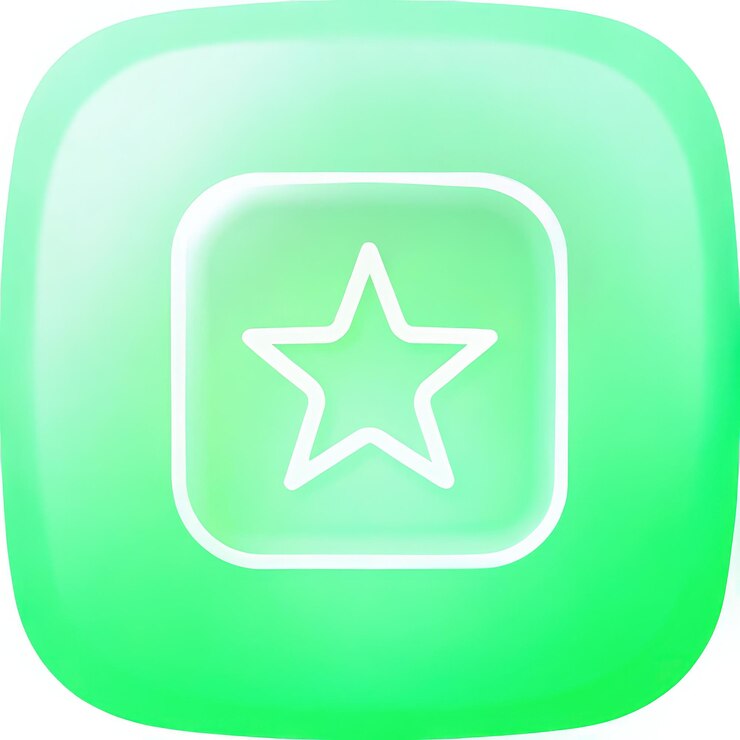 Foto ícone verde brilhante com uma estrela simbolizando sucesso e realização ia gerativa
