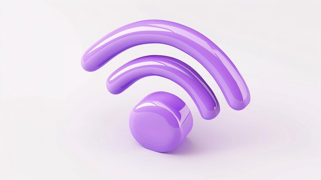 Foto Ícone wi-fi roxo renderizado em 3d