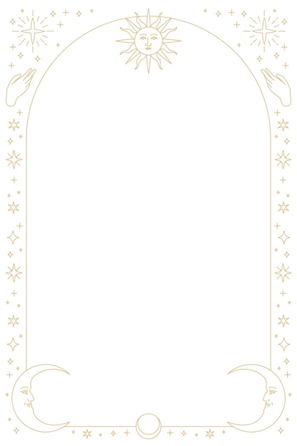 Ícones celestes Png emolduram fundo transparente em dourado