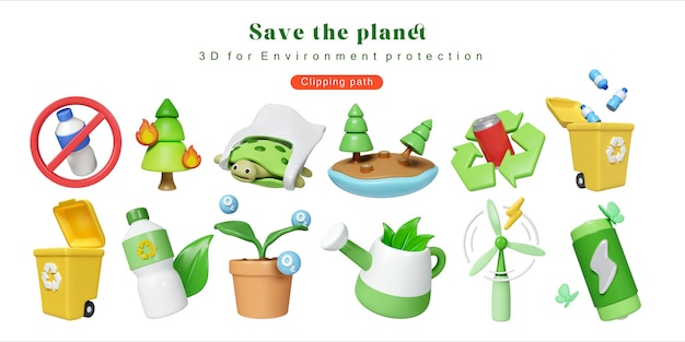 Icones de aquecimento global ecológicos para a proteção do meio ambiente