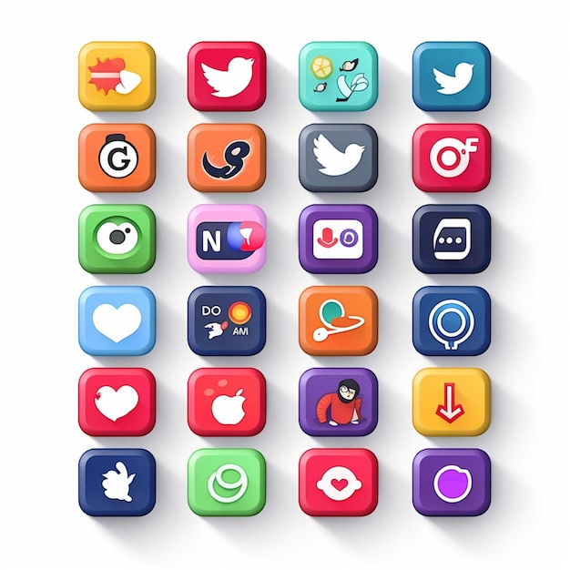 Ícones de mídia social Vector definido com Facebook Instagram Twitter Tik Tok logotipos do YouTube