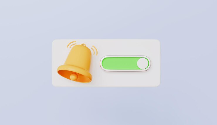 Foto ícones de sino tocando ativar notificação novo conceito de lembrete de atualização ilustração 3d
