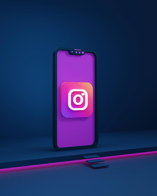 Foto Ícones do instagram de mídia social com smartphone 3d renderizado