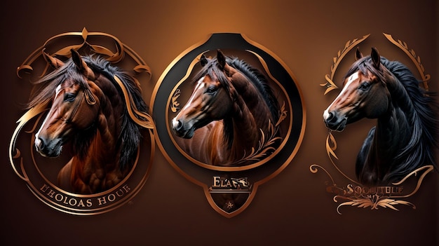 Foto Ícones elegantes do logotipo do cavalo design do símbolo do garanhão real estábulos equinos assinam emblema da marca equestre