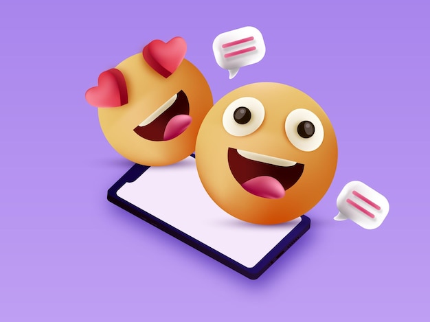 Foto Ícones emoji 3d com visualização isométrica móvel