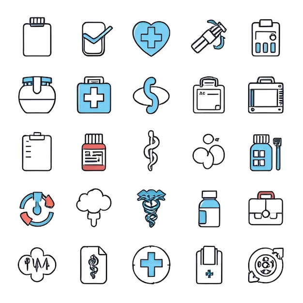 ícones médicos fundo branco símbolos médicos Medicamento Ícones Set Ilustração de ícone médico