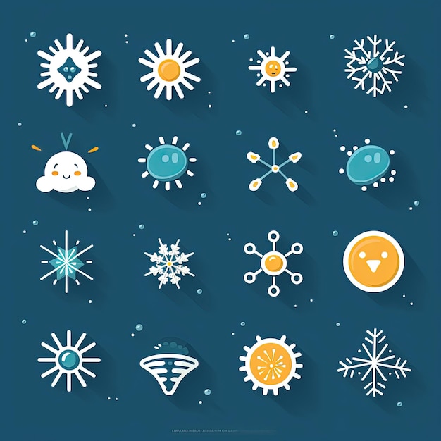 Foto Ícones meteorológicos ícones que representam várias condições climáticas, como chuva solar e flocos de nevegenerados com ia