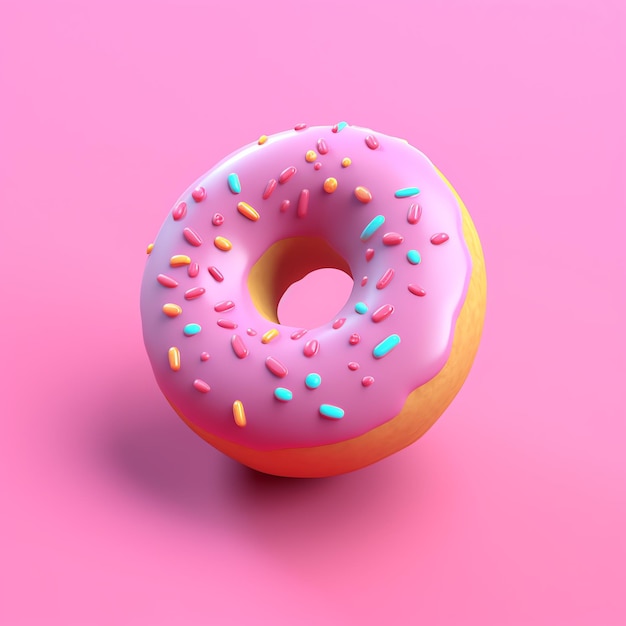 Icones de rosquillas en 3D con fondo rosado