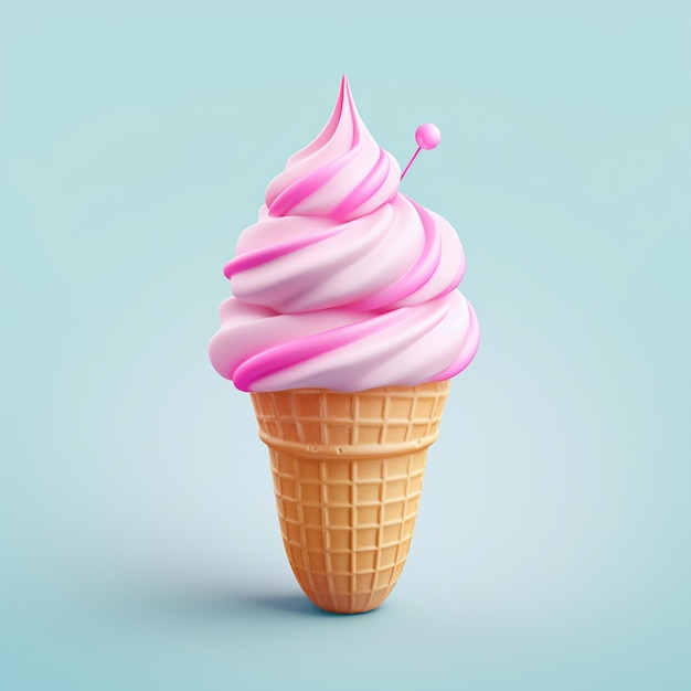 Iconha de desenho animado de sorvete 3D Logo de papel de parede Ilustração de fundo para cartaz e panfleto