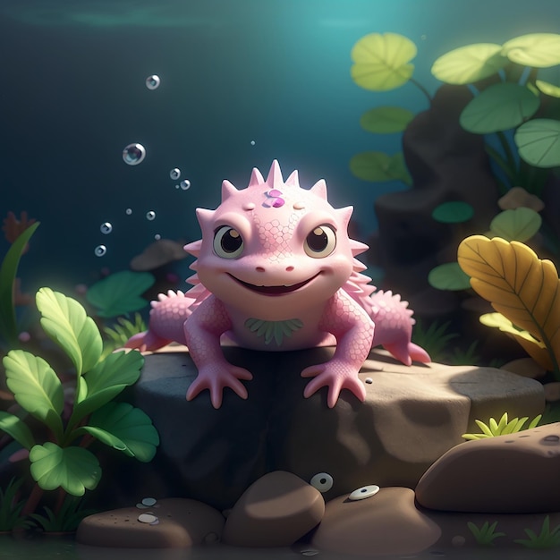 Foto iconha vetorial de desenho animado axolotl ilustração iconha de amor animal conceito isolado estilo de desenho ilustrado de vetor plano premium