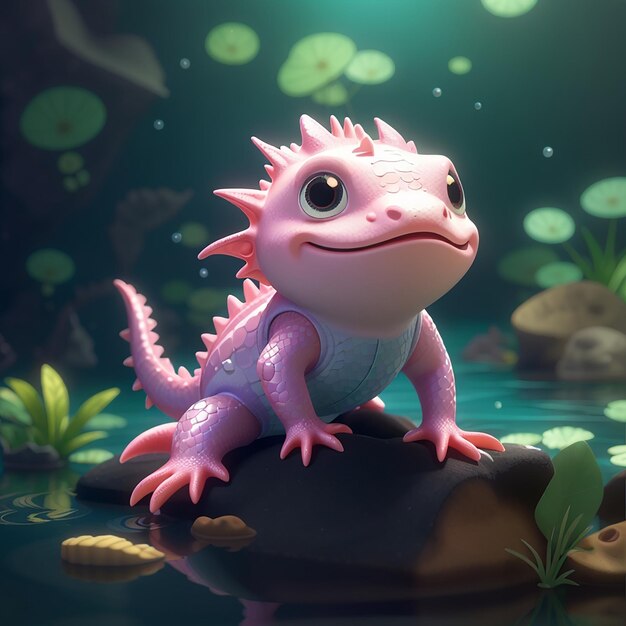 Foto iconha vetorial de desenho animado axolotl ilustração iconha de amor animal conceito isolado estilo de desenho ilustrado de vetor plano premium