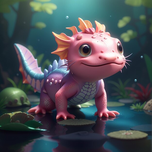 Iconha vetorial de desenho animado Axolotl Ilustração Iconha de amor animal Conceito isolado Estilo de desenho ilustrado de vetor plano premium