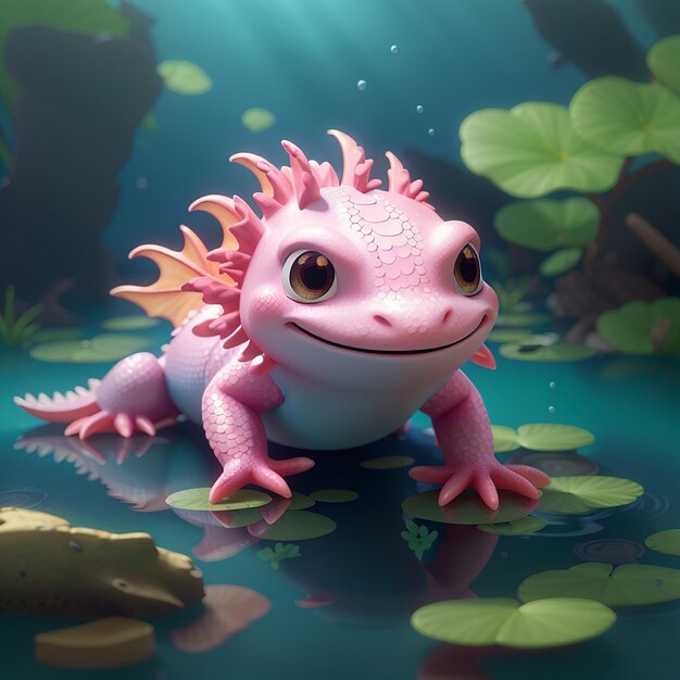 Foto iconha vetorial de desenho animado axolotl ilustração iconha de amor animal conceito isolado estilo de desenho ilustrado de vetor plano premium