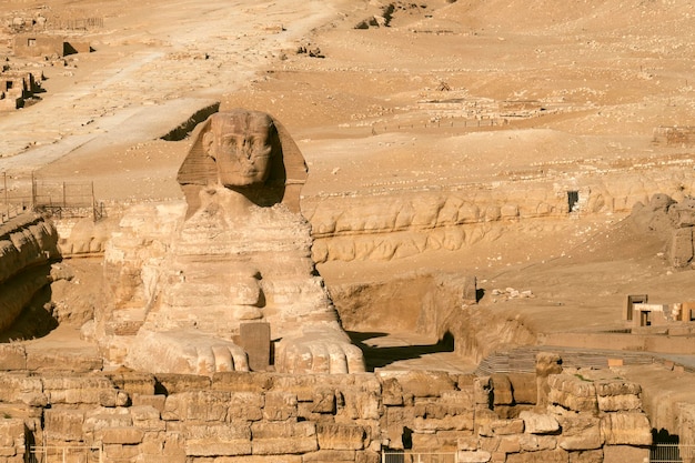 La icónica Esfinge tallada junto a las Grandes Pirámides de Giza Egipto La gran Esfinge antigua