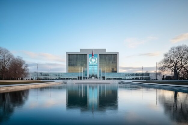 Foto la icónica organización mundial de la salud construye un símbolo de salud y cooperación en ginebra suiza