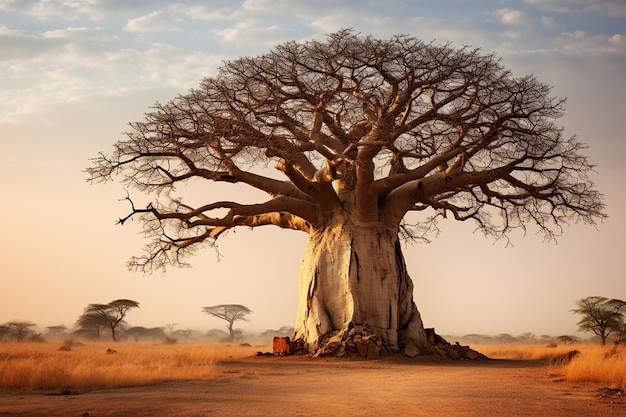 El icónico árbol baobab de África generativo Ai