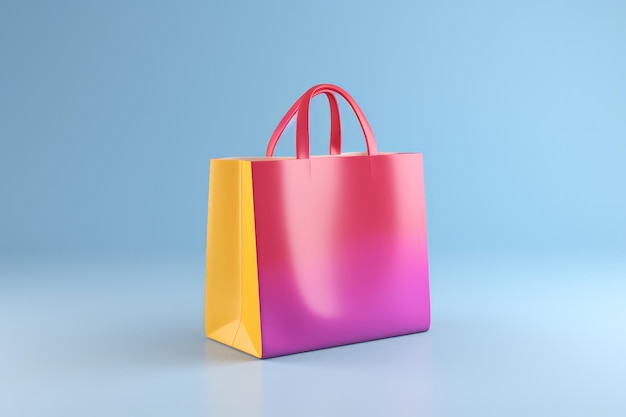 Icônico de renderização de bolsa de compras 3D isolado em fundo de estúdio limpo