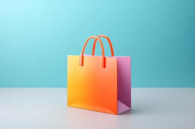 Icônico de renderização de bolsa de compras 3D isolado em fundo de estúdio limpo