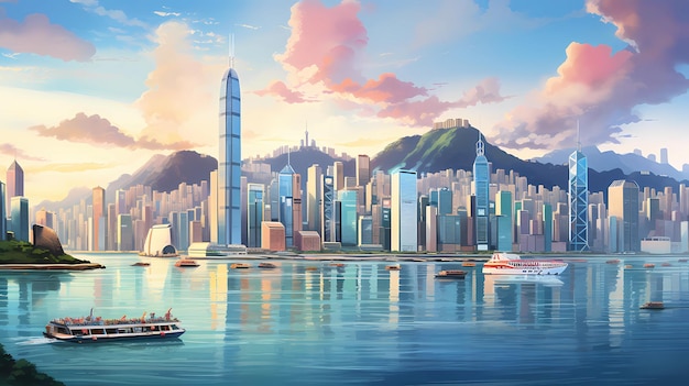 El icónico horizonte de Hong Kong