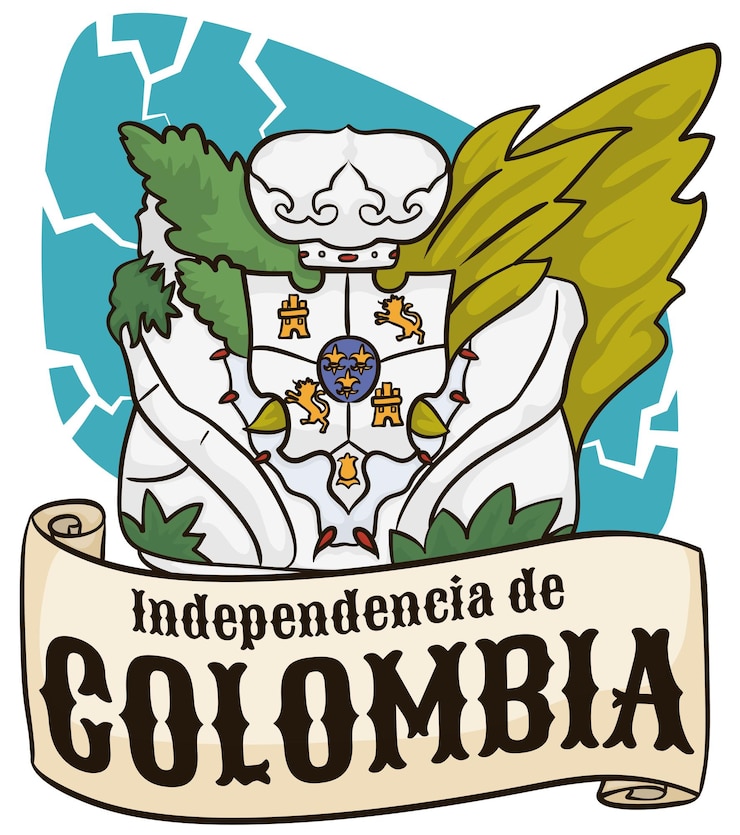 Foto el icónico jarrón de flores y cinta de llorente para el día de la independencia de colombia
