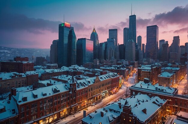 El icónico paisaje urbano nevado