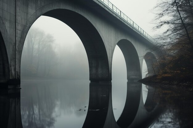 El icónico puente de hormigón gris captura la belleza serena del río ar 32