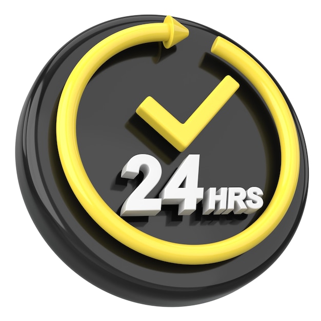 Icono de 24 horas Abierto todo el día Ilustración 3D