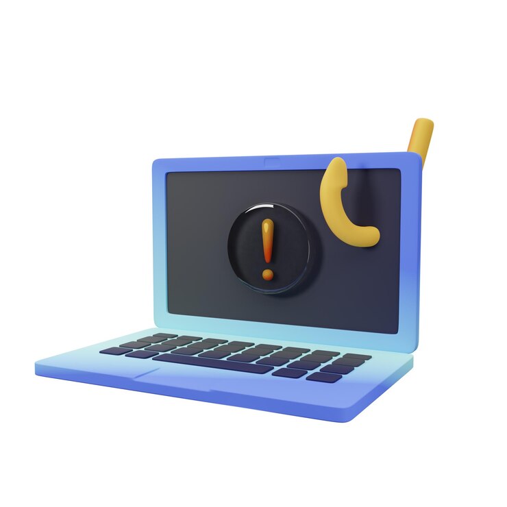 Foto icono 3d de advertencia de computadora