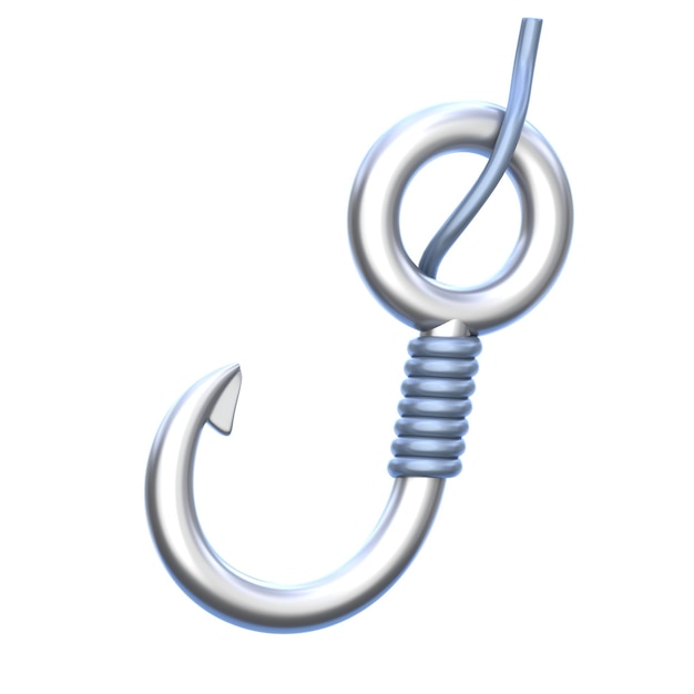Icono 3d anzuelo de pesca ilustración 3d elemento 3d renderización elementos gráficos elemento de diseño