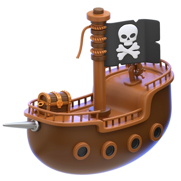 Foto icono 3d barco pirata ilustración 3d elemento 3d rendering elemento gráfico elemento de diseño
