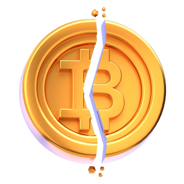 icono 3d Bitcoin Halving ilustración 3d elemento 3d renderización elementos gráficos elemento de diseño