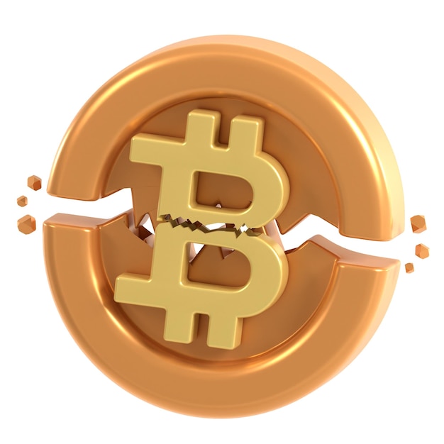 icono 3d Bitcoin Halving ilustración 3d elemento 3d renderización elementos gráficos elemento de diseño