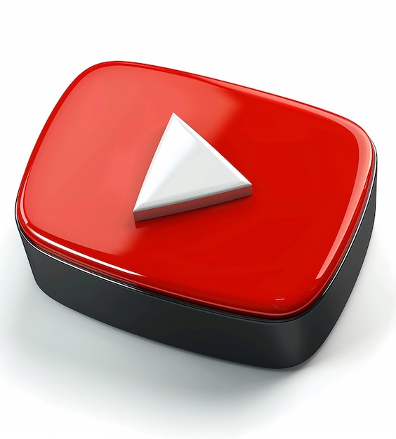 Foto icono 3d del botón de reproducción de youtube que simboliza el contenido de video y el entretenimiento