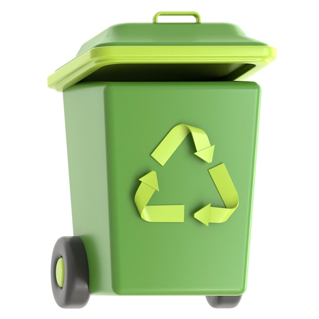 Icono 3D Caixón de reciclaje Ilustración 3D Elemento 3D Renderización Elemento gráfico Elemento de diseño