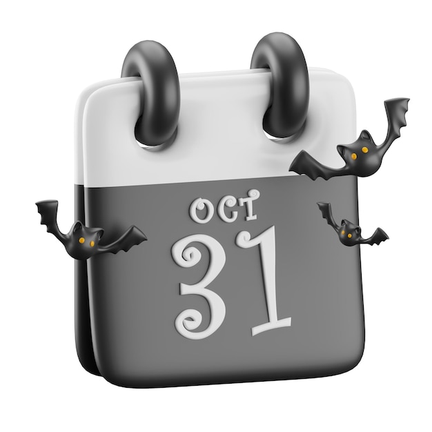 Foto el icono 3d del calendario de halloween