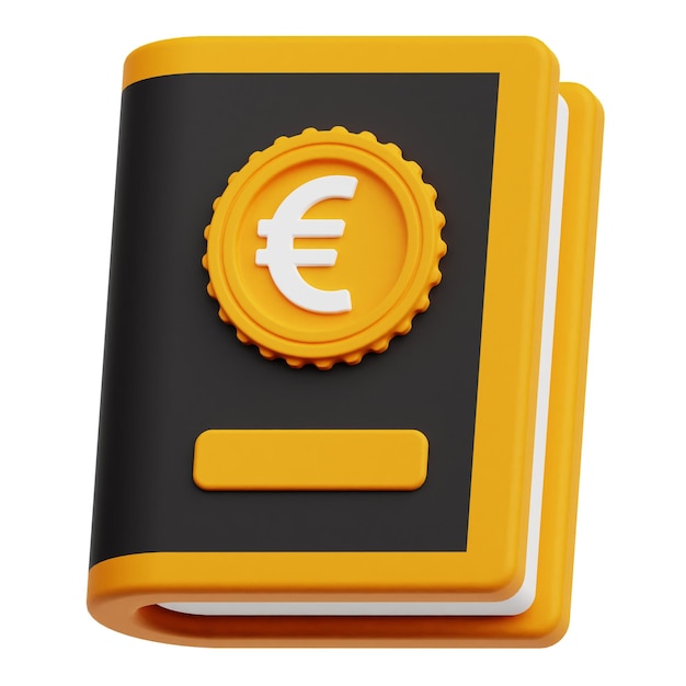 icono 3D de la cartera de inversiones en euros aislado sobre el fondo blanco