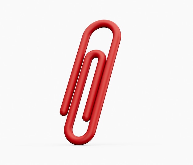 Foto icono 3d de clip de papel rojo ilustración 3d de estilo minimalista de dibujos animados