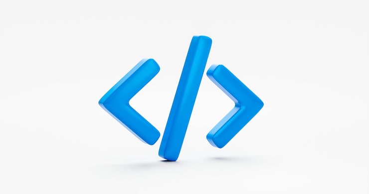 Foto icono 3d de código de software azul aislado en fondo blanco con signo de tecnología de codificación de sitio web o desarrollador de programación ui diseño de símbolo de aplicación de escritura y desarrollo de datos html de script de programa java