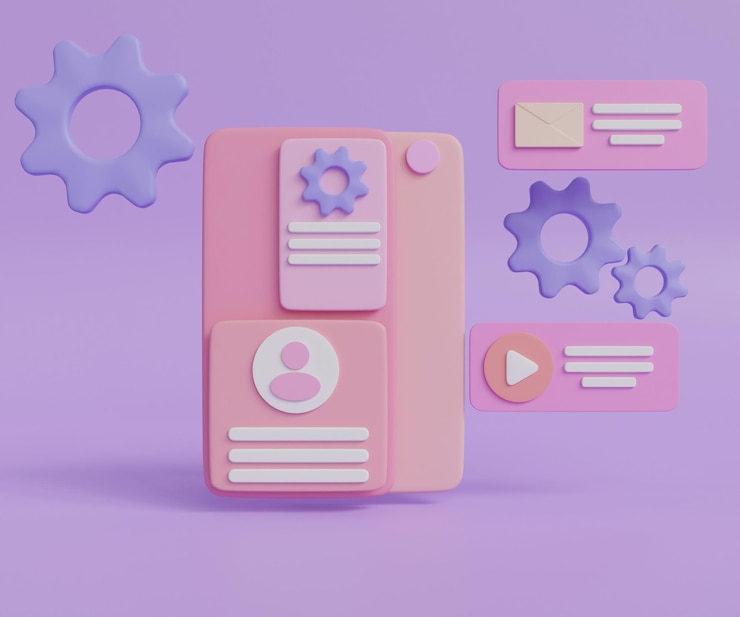 Foto icono 3d cog configuración cuenta de usuario y bandeja de entrada o diseño sobre fondo púrpura 3d renderizar ilustración