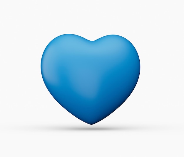 Icono 3d de corazón azul aislado en ilustración 3d de fondo blanco