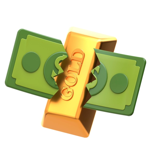 Icono 3D Daño Dinero y Oro Ilustración 3D Elemento 3D Renderizado Elemento gráfico Diseño