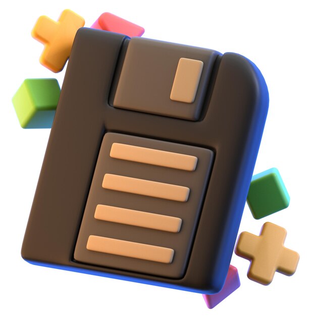 Icono 3D Disquete Ilustración 3D Elemento 3D Rendering Elemento gráfico Elemento de diseño