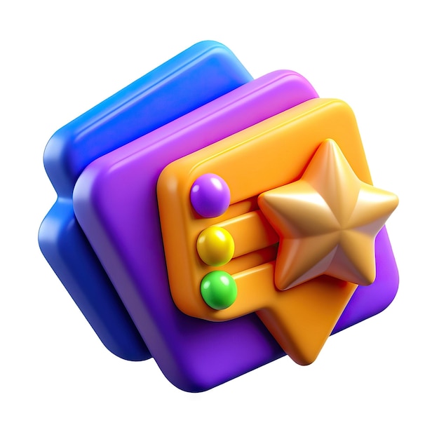Un icono 3D divertido y colorido