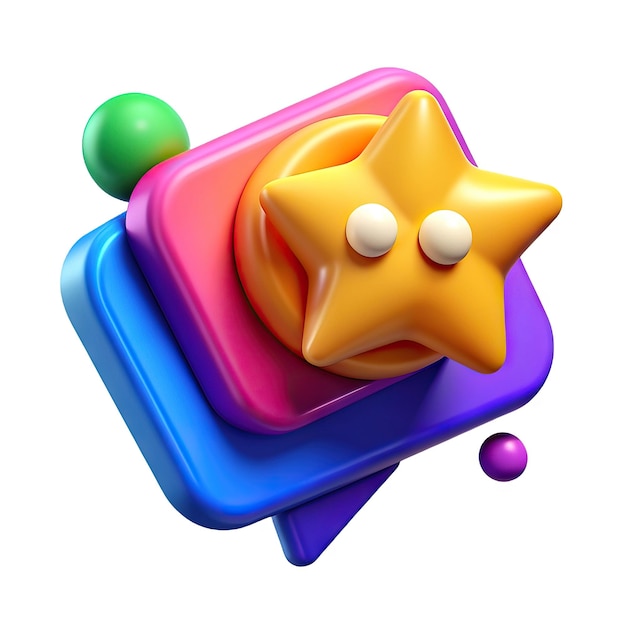 Un icono 3D divertido y colorido