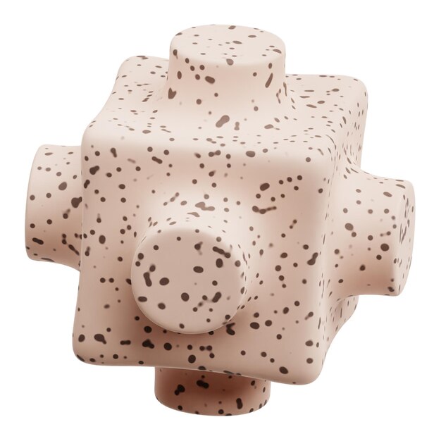 icono 3D de forma abstracta de terrazzo aislado en el fondo blanco