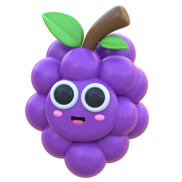 Foto icono 3d fruta de uva ilustración 3d elemento 3d rendering elementos gráficos elemento de diseño