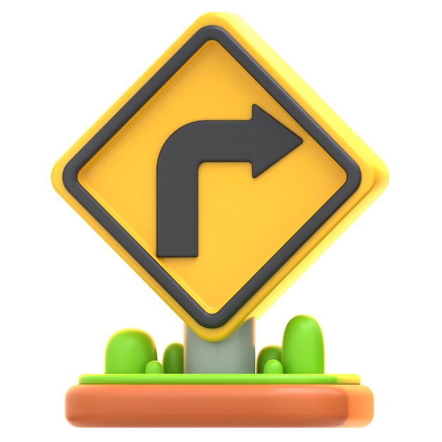Icono 3d Girar a la derecha Signo Ilustración 3d Elemento 3d Renderización Elementos gráficos Elemento de diseño