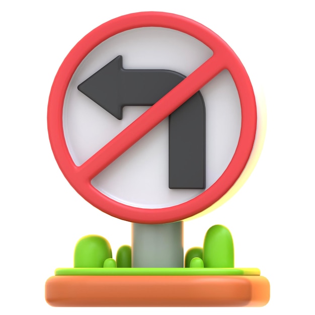 Ícono 3D Sin girar a la izquierda Signo 3D Ilustración 3D Elemento 3D Renderización Elemento gráfico Elemento de diseño